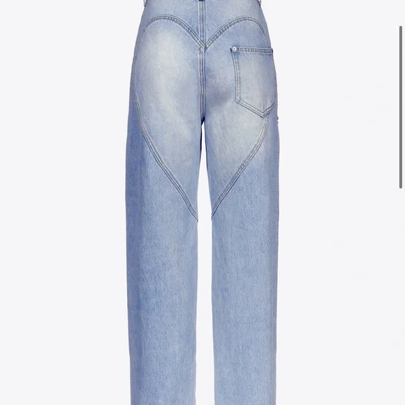 AREA Crystal Slit Jeans 25 NWT Blue Straight Leg Jeans - Picture 3 of 4